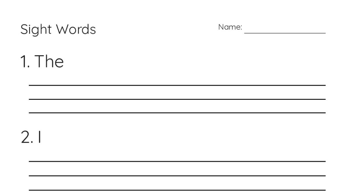 Sight Words - My Worksheet Maker: Create Your Own Worksheets