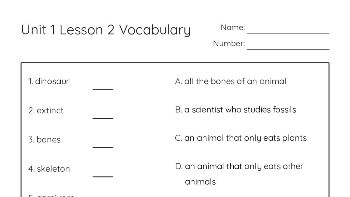 Unit 1 Lesson 2 Vocabulary - My Worksheet Maker: Create Your Own Worksheets
