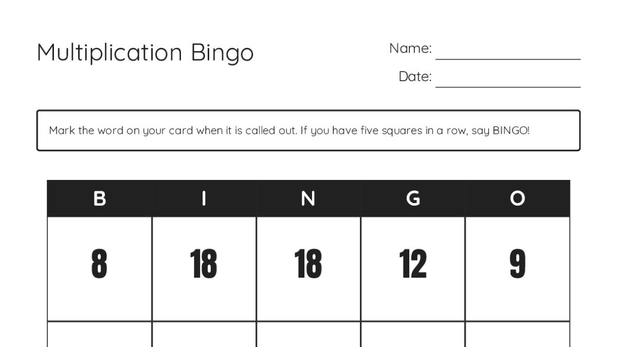 Multiplication Bingo - My Bingo Maker: Create Your Own Bingo Cards