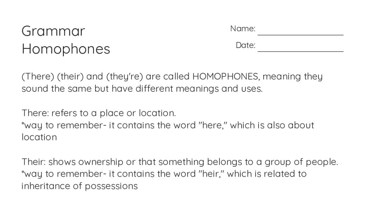 Grammar Homophones - My Worksheet Maker: Create Your Own Worksheets