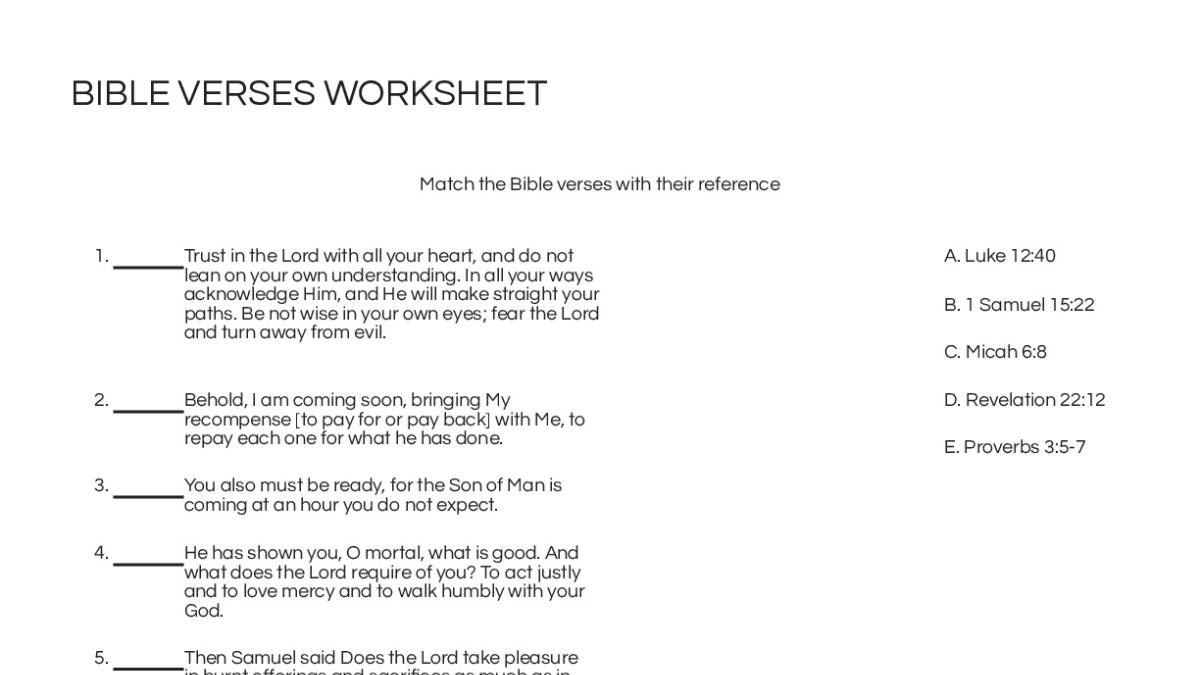 BIBLE VERSES WORKSHEET - My Worksheet Maker: Create Your Own Worksheets