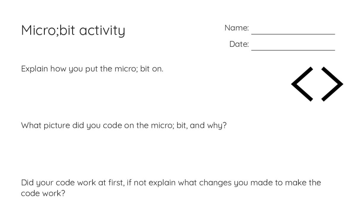 Micro;bit activity - My Worksheet Maker: Create Your Own Worksheets