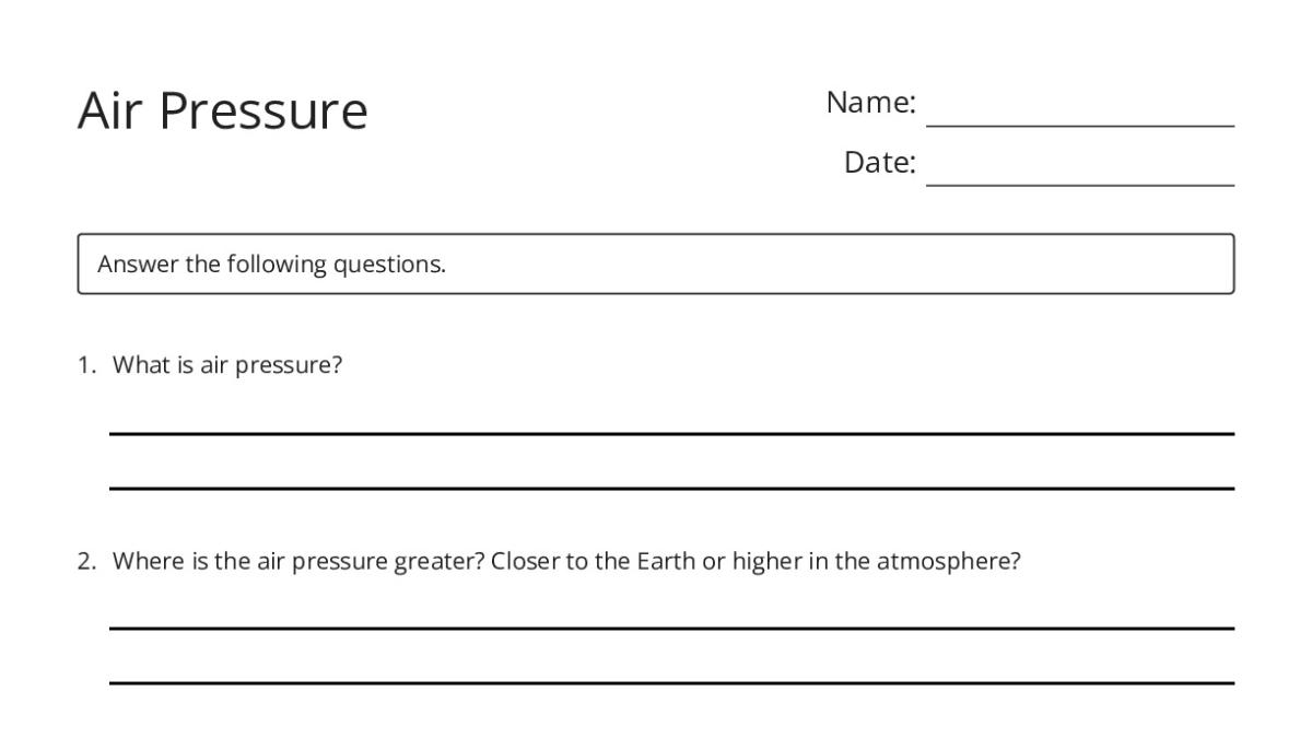 Air Pressure - My Worksheet Maker: Create Your Own Worksheets