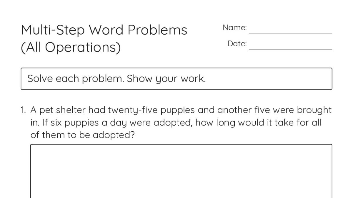 Multi-Step Word Problems (All Operations) - My Worksheet Maker: Create ...