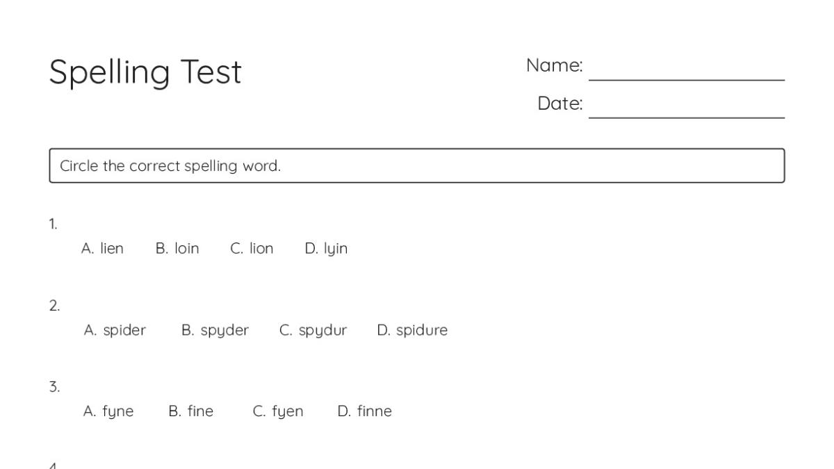 Spelling Test - My Worksheet Maker: Create Your Own Worksheets