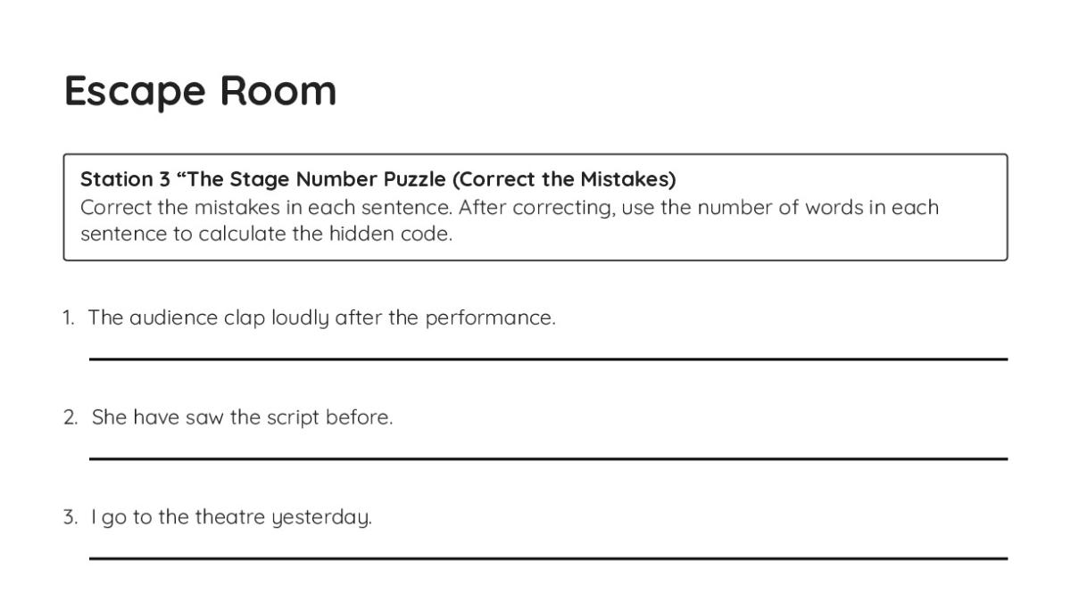 Escape Room - My Worksheet Maker: Create Your Own Worksheets