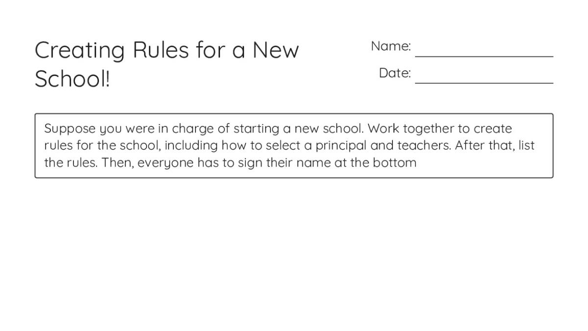 Creating Rules for a New School! - My Worksheet Maker: Create Your Own ...