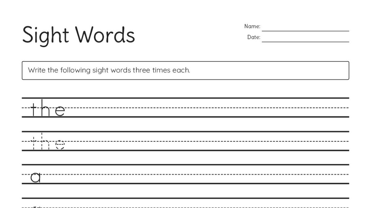 Sight Words - My Worksheet Maker: Create Your Own Worksheets