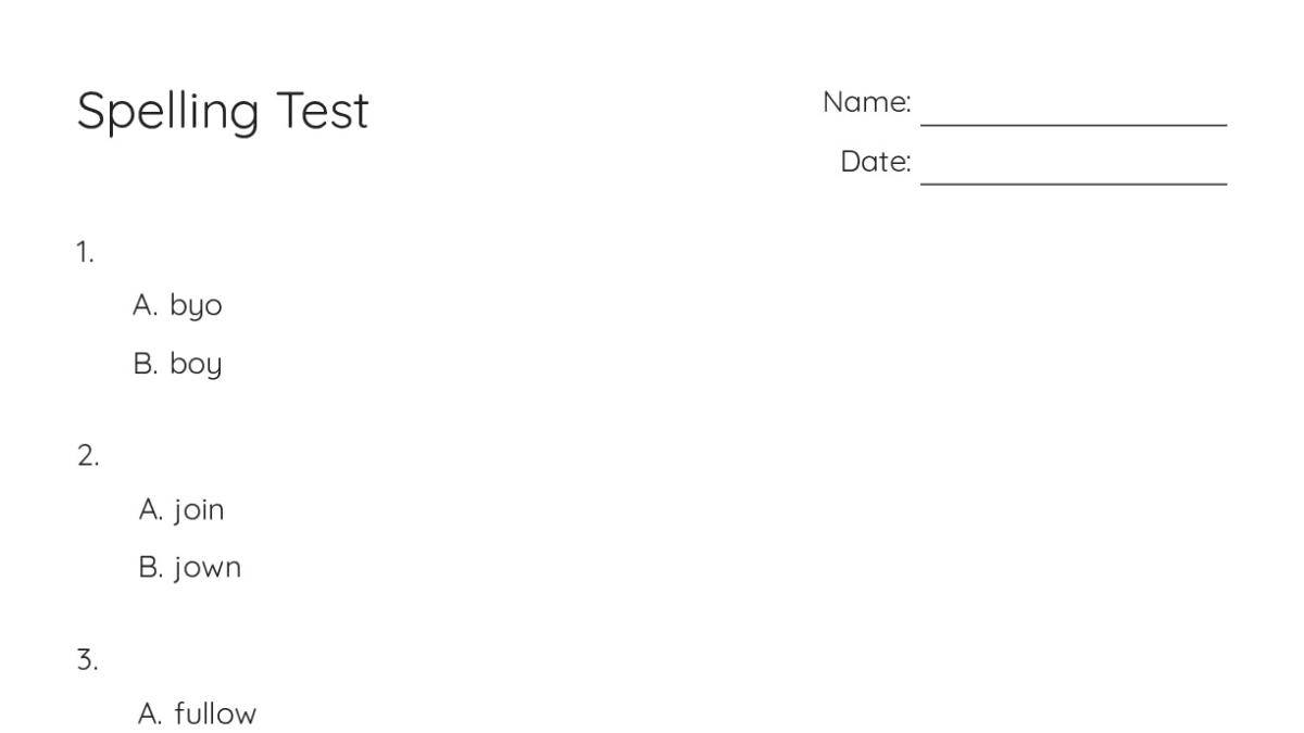 Spelling Test - My Worksheet Maker: Create Your Own Worksheets