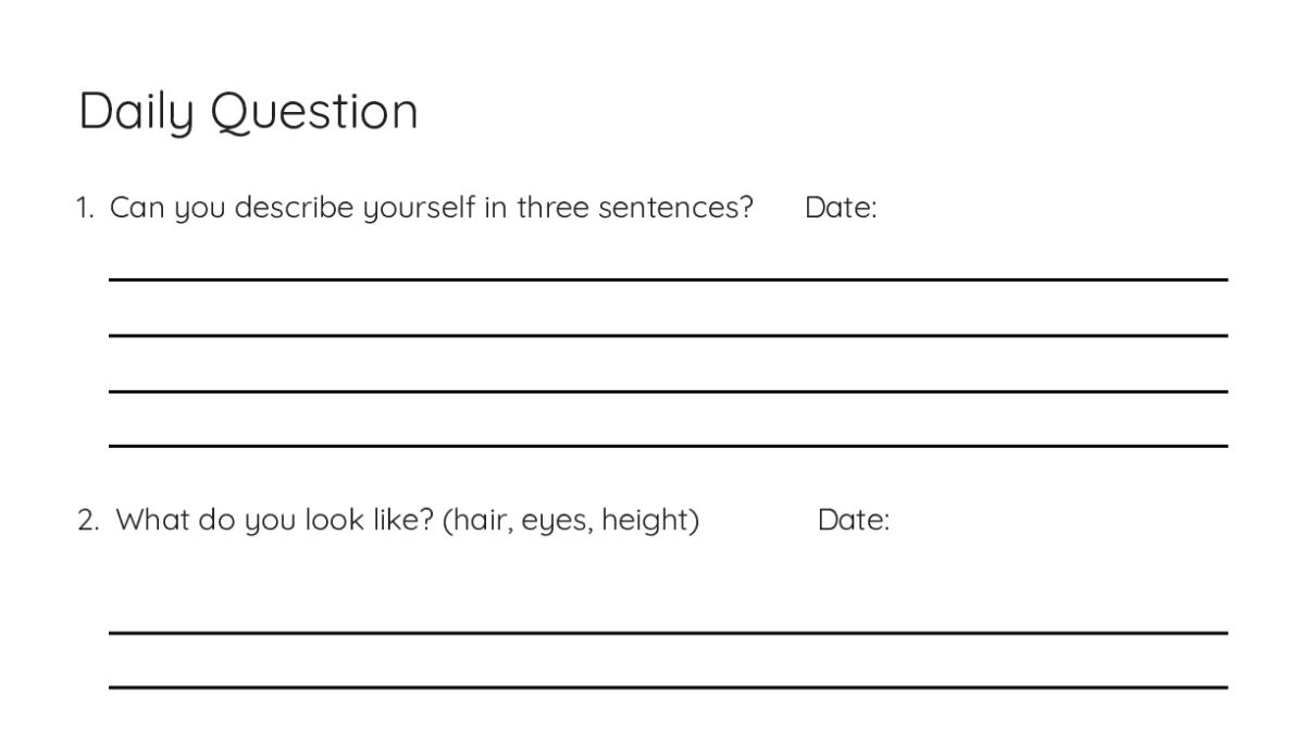 Daily Question Activity Daily Question - My Worksheet Maker: Create Your Own Worksheets