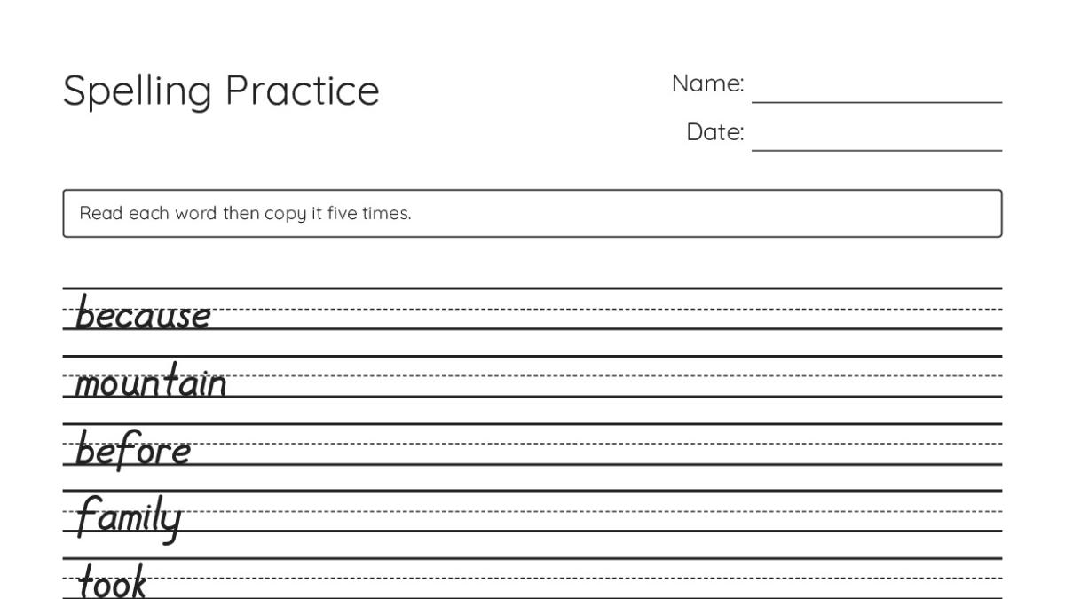 Spelling Practice - My Worksheet Maker: Create Your Own Worksheets