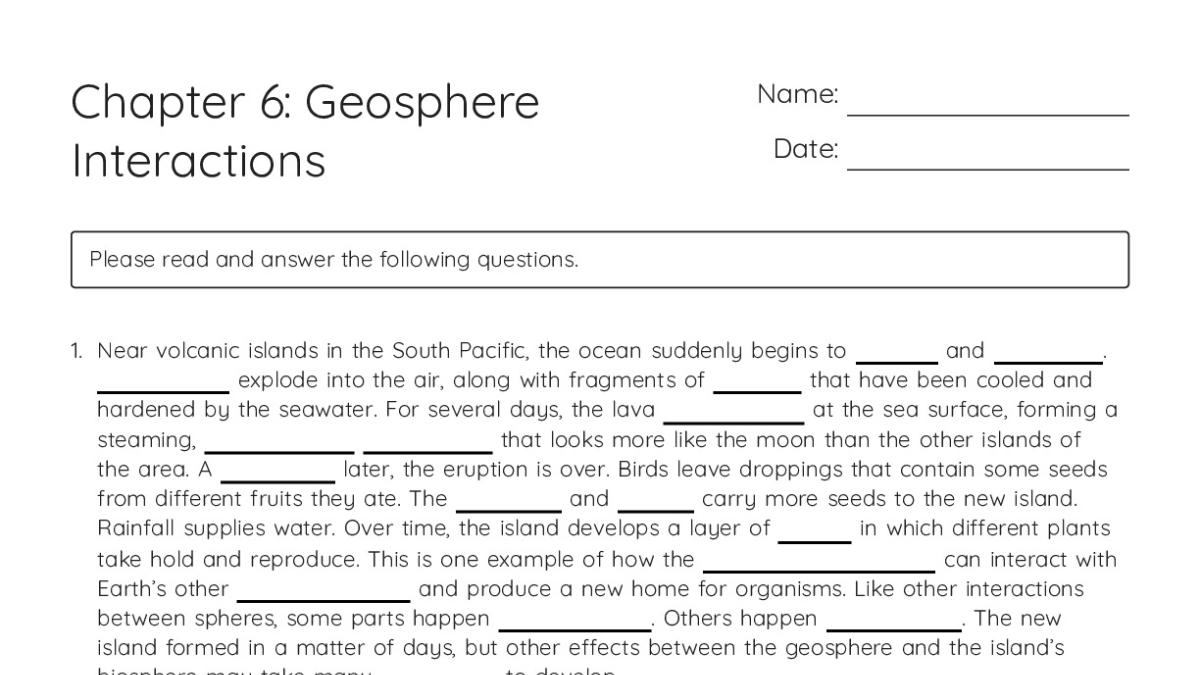 Chapter 6: Geosphere Interactions - My Worksheet Maker: Create Your Own ...