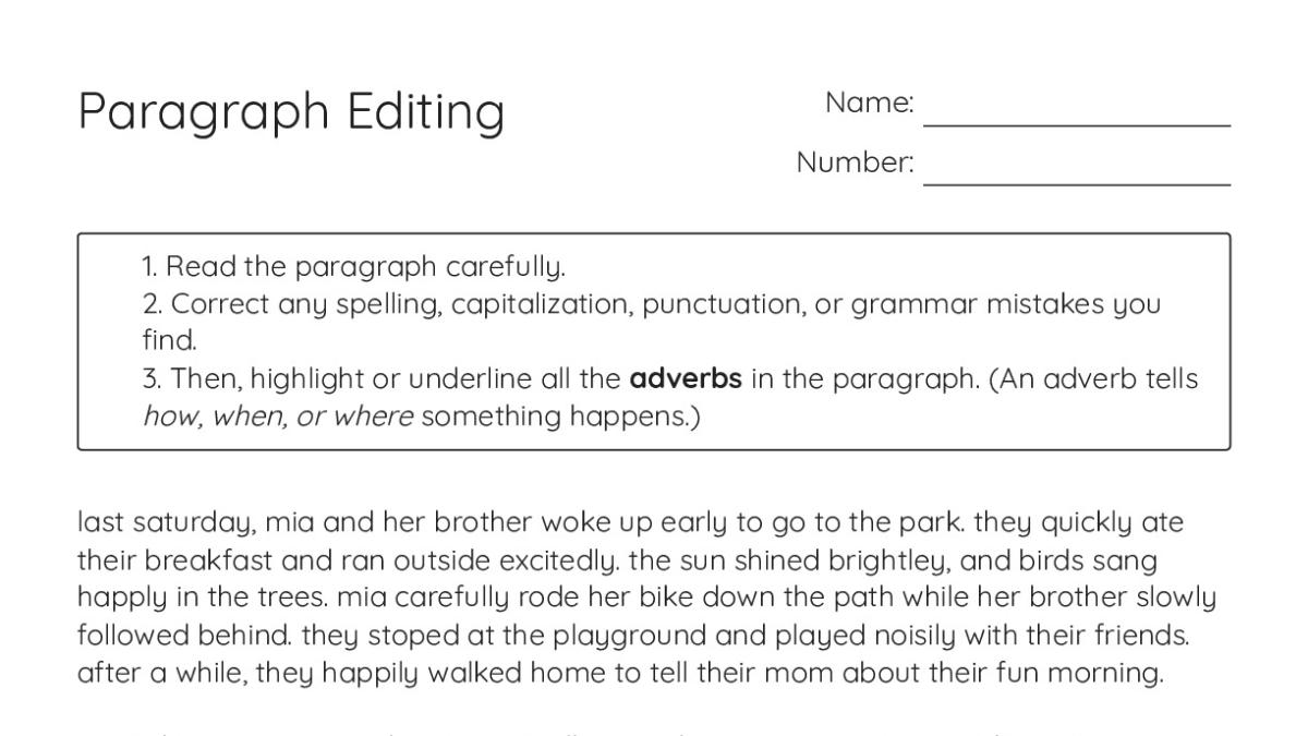 Paragraph Editing Examples Paragraph Editing - My Worksheet Maker: Create Your Own Worksheets