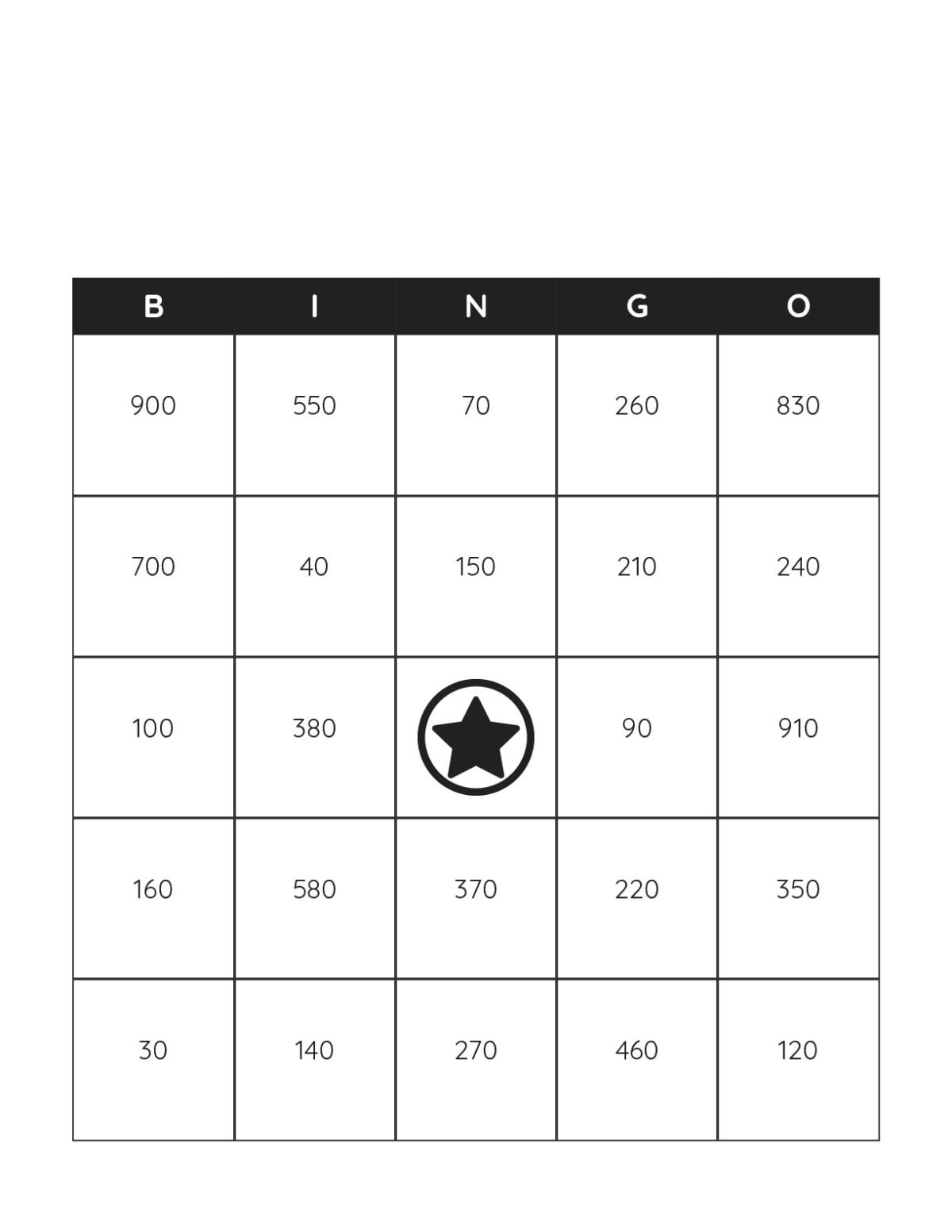 Bingo cards for rounding numbers to ten with whole numbers and place value practice.