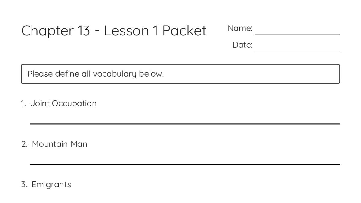 Chapter 13 - Lesson 1 Packet - My Worksheet Maker: Create Your Own ...