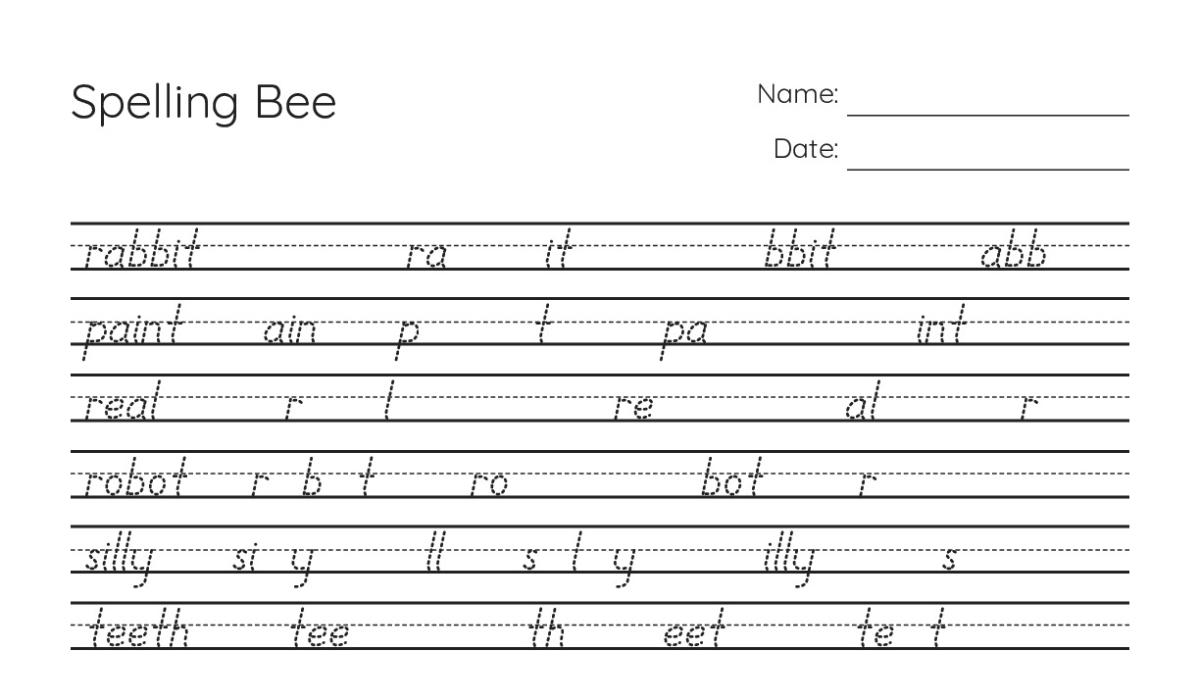 Spelling Bee - My Worksheet Maker: Create Your Own Worksheets