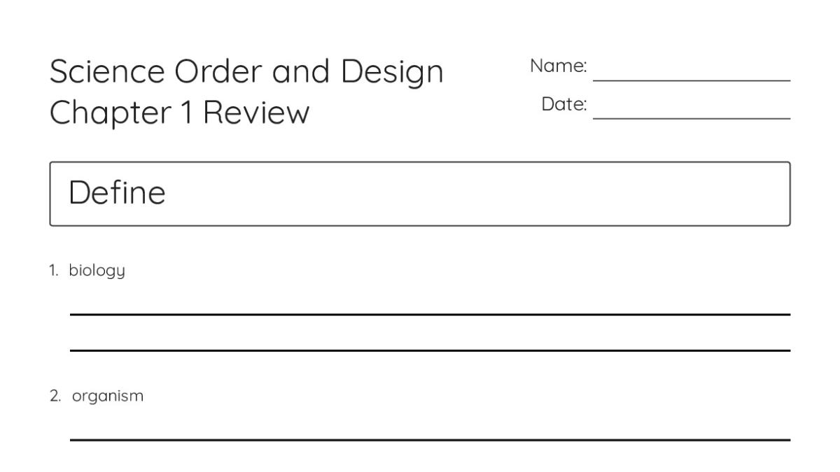 Science Order and Design Chapter 1 Review - My Worksheet Maker: Create ...
