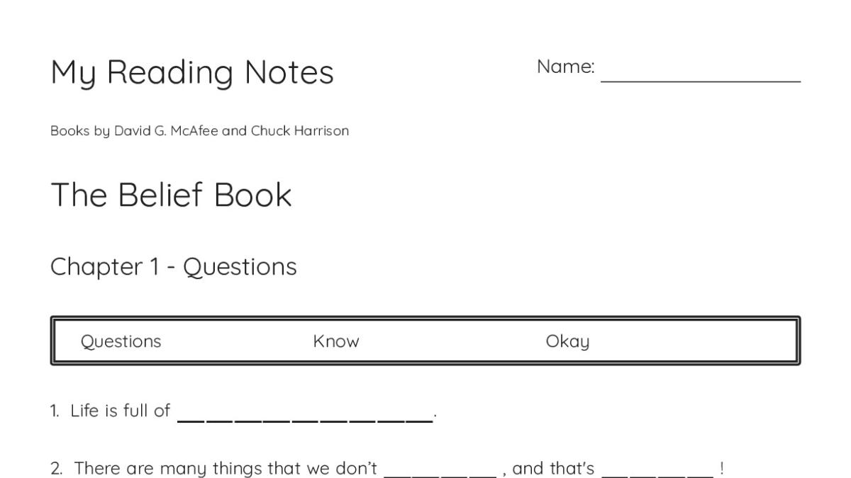 My Reading Notes - My Worksheet Maker: Create Your Own Worksheets