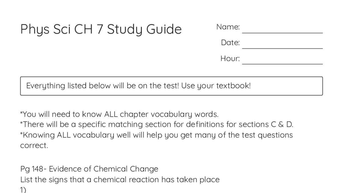 Phys Sci CH 7 Study Guide - My Worksheet Maker: Create Your Own Worksheets