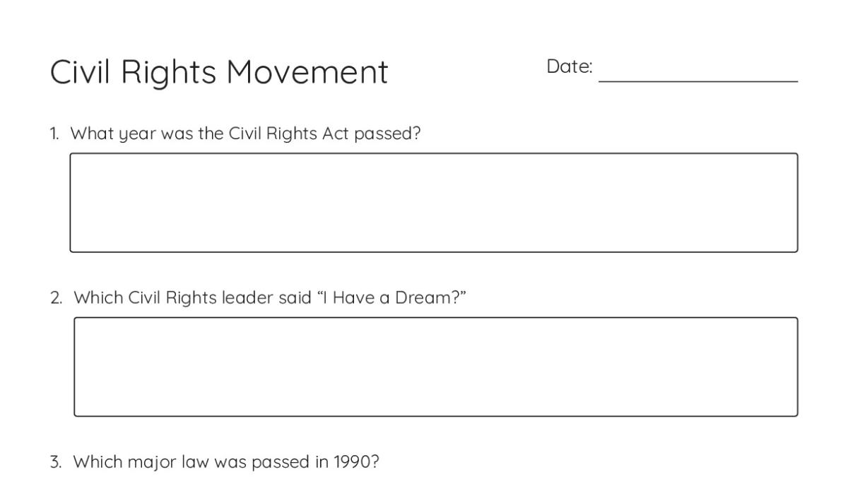 Civil Rights Movement - My Worksheet Maker: Create Your Own Worksheets
