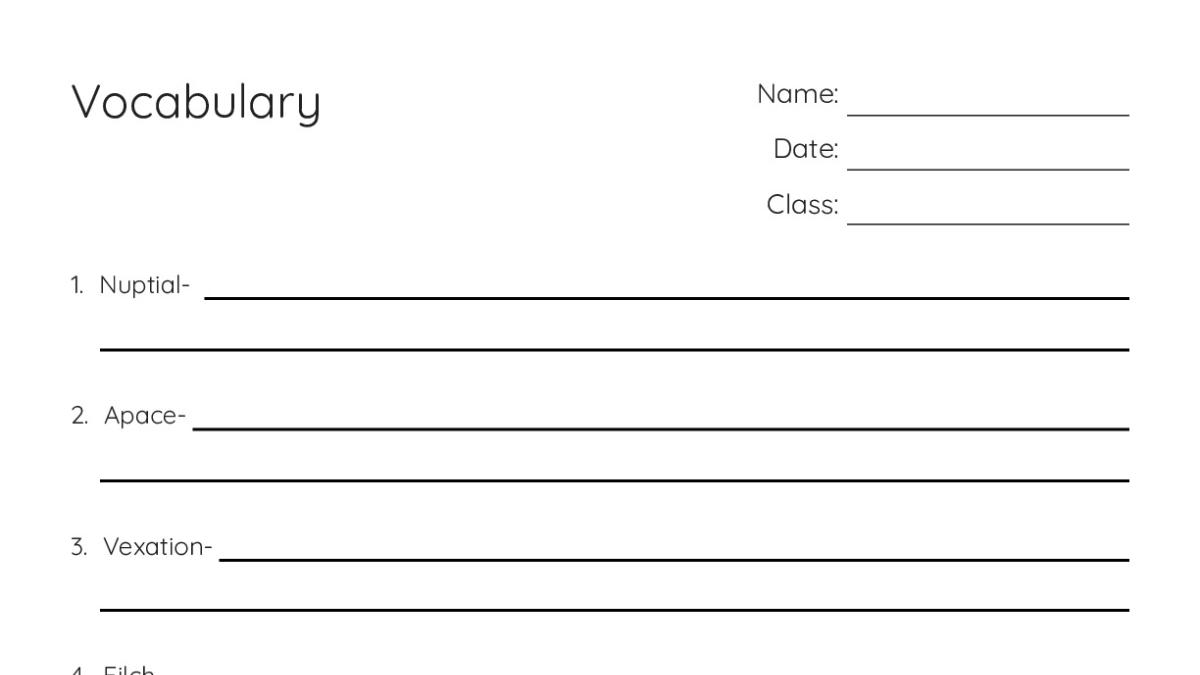 Vocabulary - My Worksheet Maker: Create Your Own Worksheets