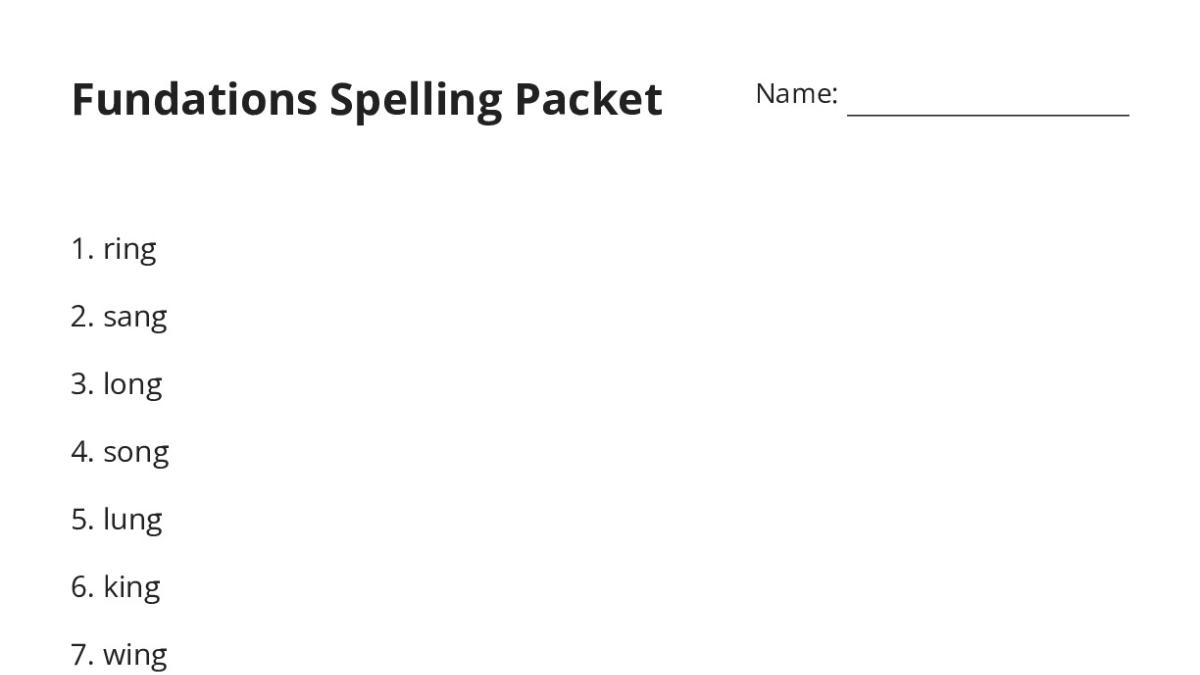 Fundations Spelling Packet - My Worksheet Maker: Create Your Own Worksheets