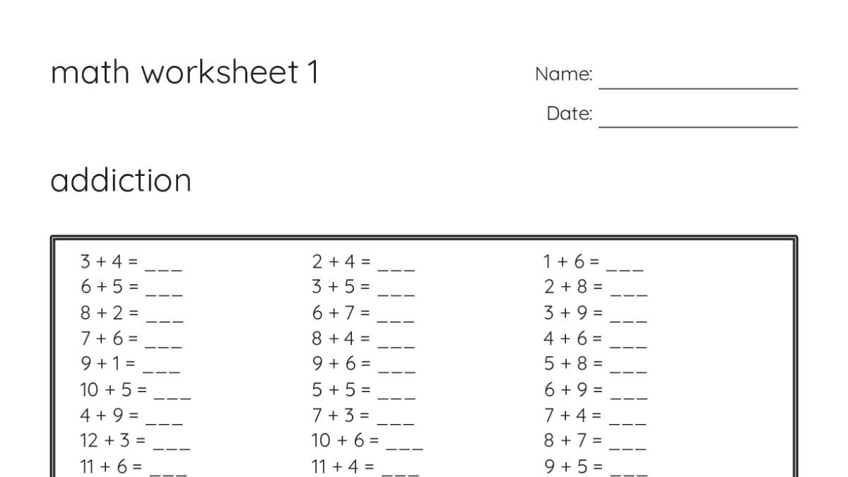 My Math Worksheets math worksheet 1 - My Worksheet Maker: Create Your Own Worksheets