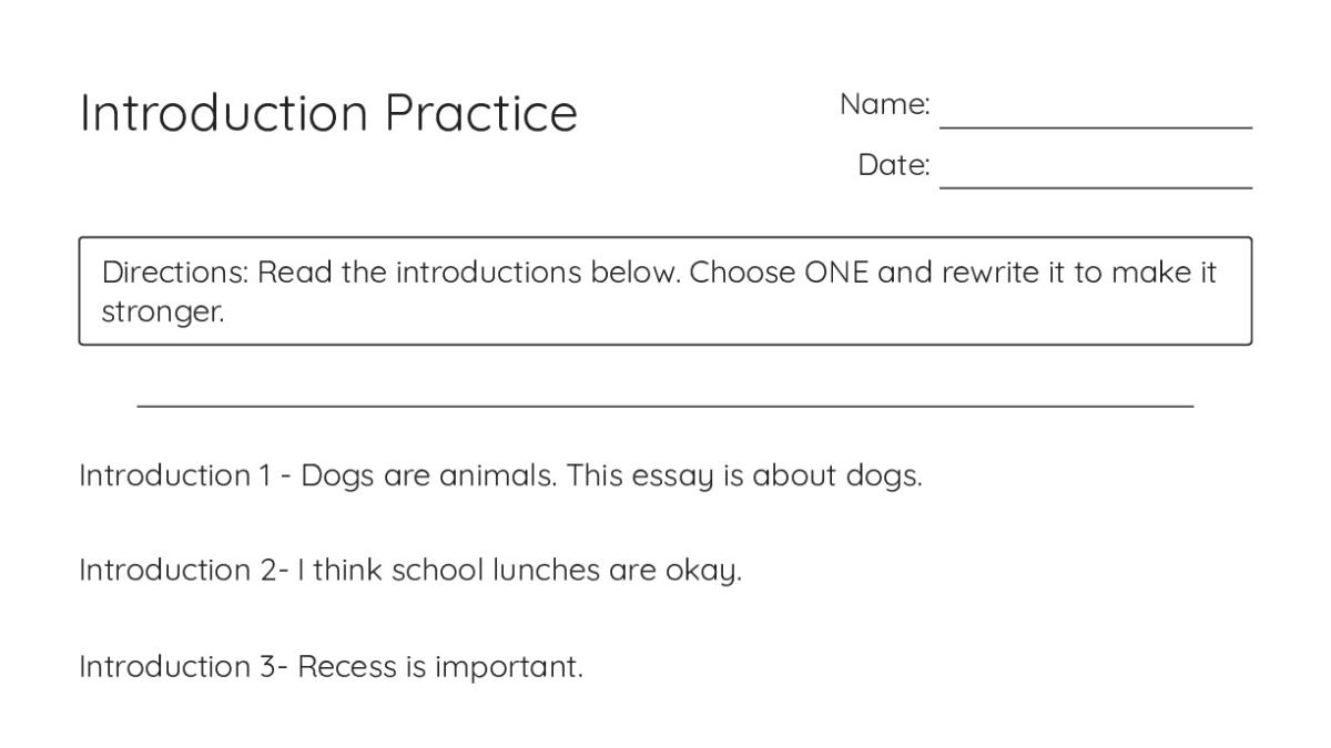 Introduction Practice - My Worksheet Maker: Create Your Own Worksheets