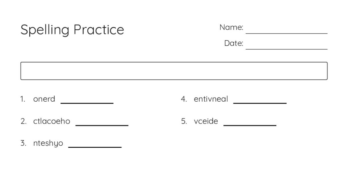 Spelling Practice - My Worksheet Maker: Create Your Own Worksheets