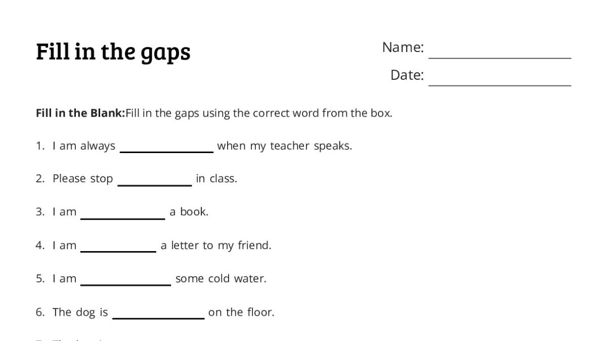 Fill in the gaps - My Worksheet Maker: Create Your Own Worksheets