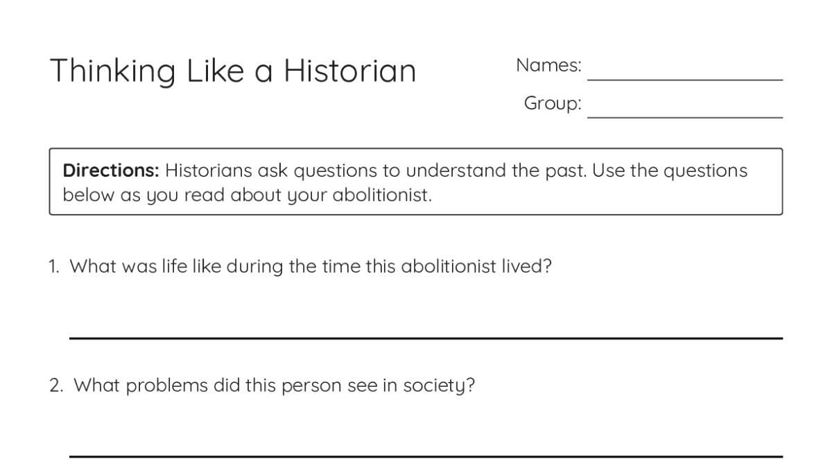 Thinking Like a Historian - My Worksheet Maker: Create Your Own Worksheets