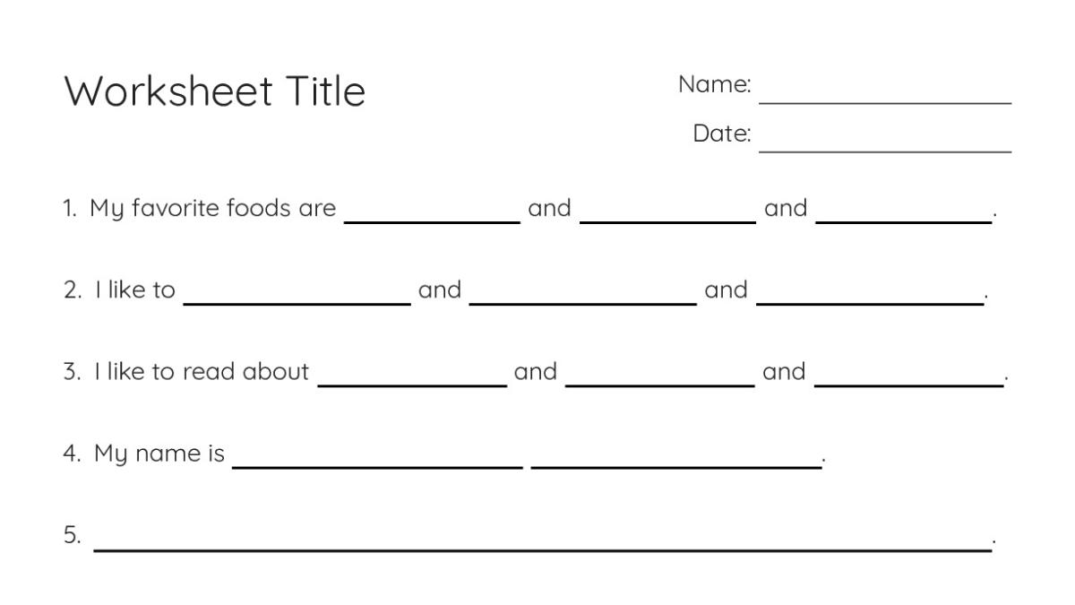 Worksheet Title - My Worksheet Maker: Create Your Own Worksheets