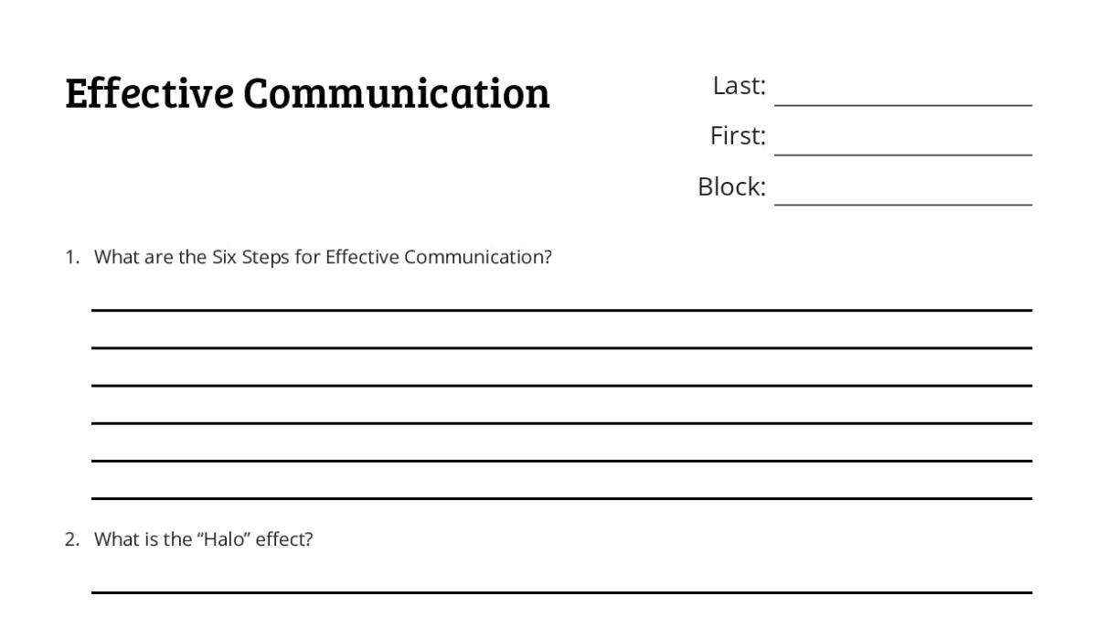 Effective Communication - My Worksheet Maker: Create Your Own Worksheets