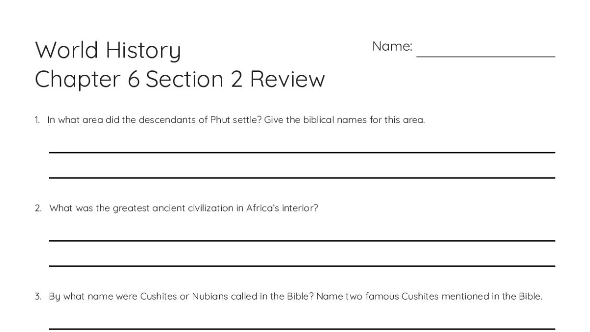 World History Chapter 6 Section 2 Review - My Worksheet Maker: Create ...