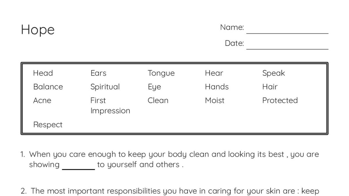 Hope Box Worksheet.pdf Hope - My Worksheet Maker: Create Your Own Worksheets