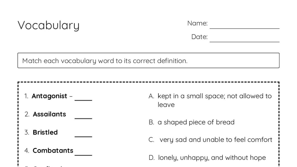 Vocabulary - My Worksheet Maker: Create Your Own Worksheets