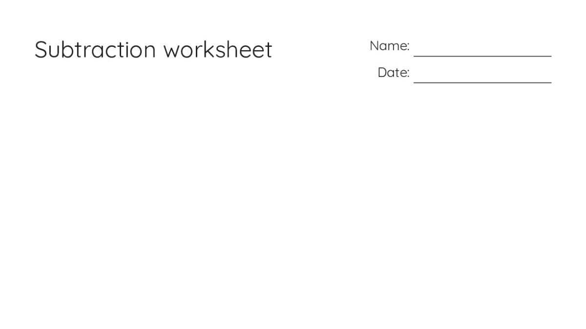 Subtraction worksheet - My Worksheet Maker: Create Your Own Worksheets