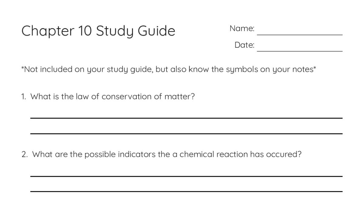 Chapter 10 Study Guide - My Worksheet Maker: Create Your Own Worksheets