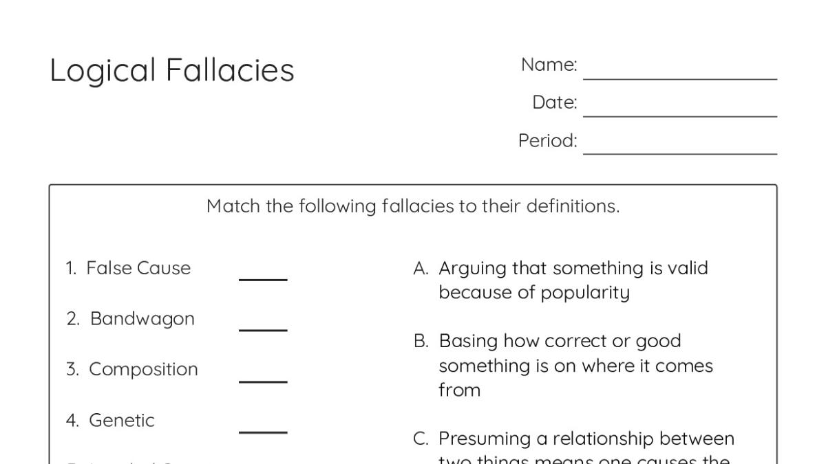 Logical Fallacies - My Worksheet Maker: Create Your Own Worksheets