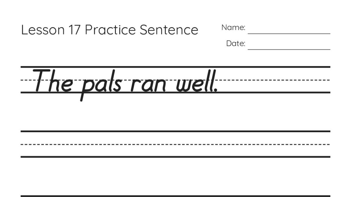 Lesson 17 Practice Sentence - My Worksheet Maker: Create Your Own ...