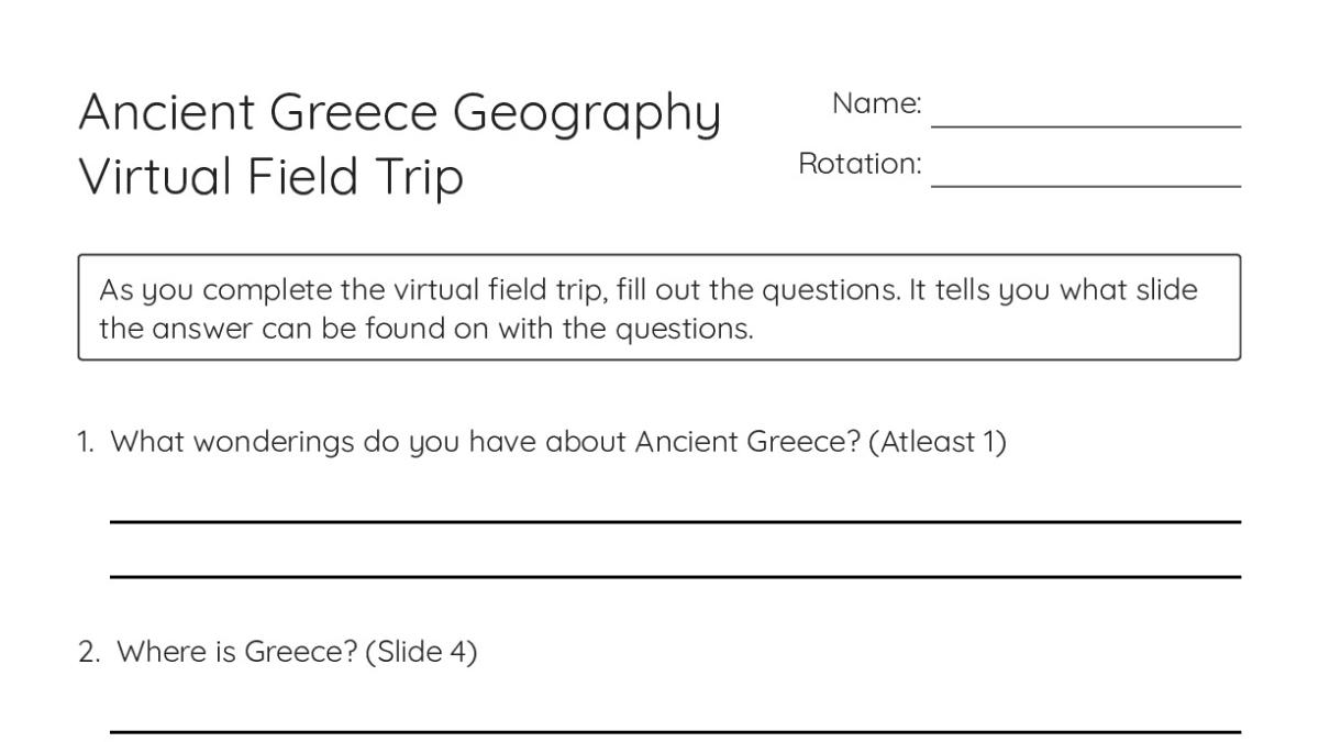 Ancient Greece Geography Virtual Field Trip - My Worksheet Maker ...