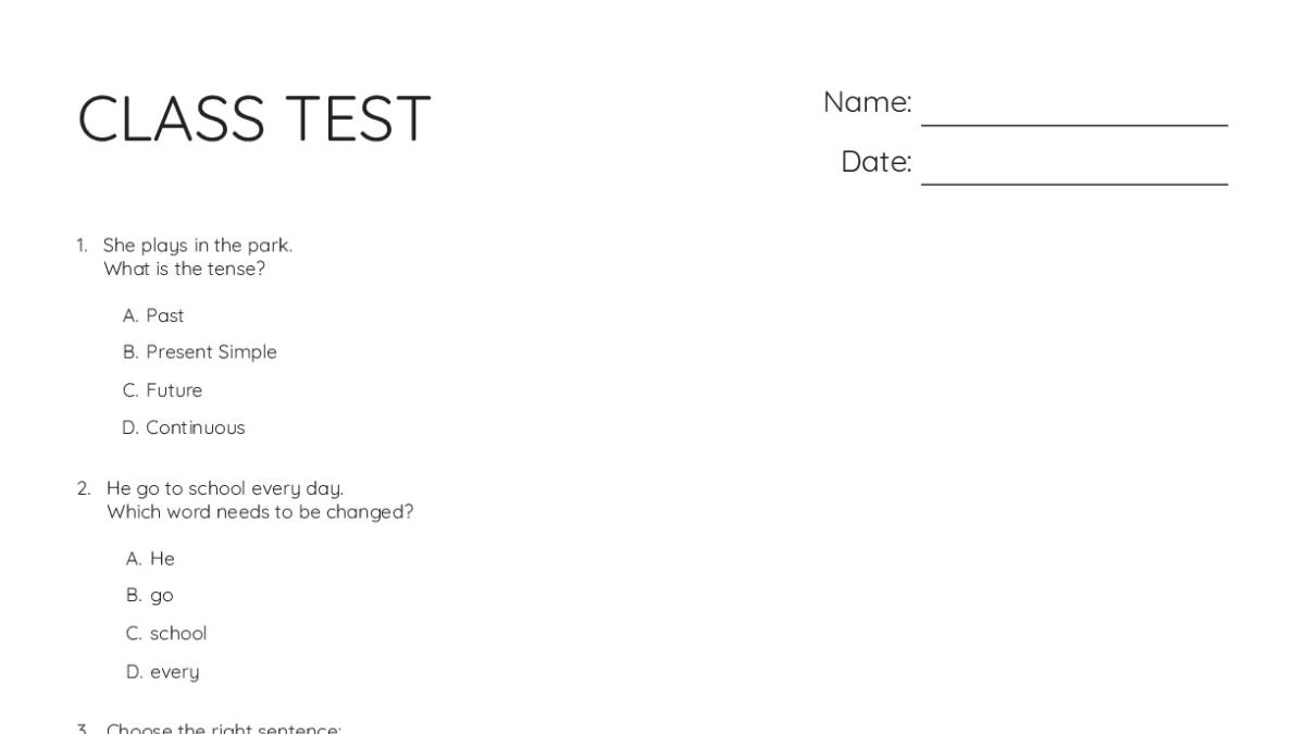 CLASS TEST - My Worksheet Maker: Create Your Own Worksheets