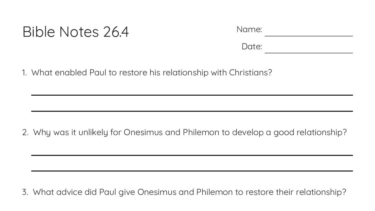 Bible Notes 26.4 - My Worksheet Maker: Create Your Own Worksheets