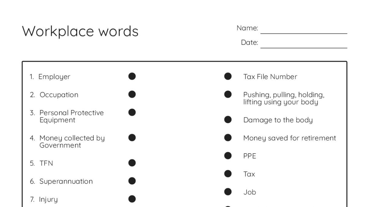 Workplace words - My Worksheet Maker: Create Your Own Worksheets