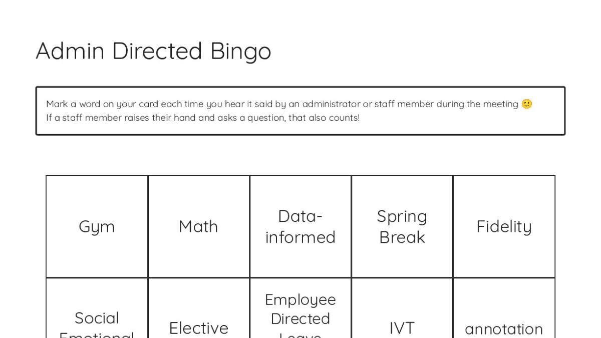 Admin Directed Bingo - My Bingo Maker: Create Your Own Bingo Cards