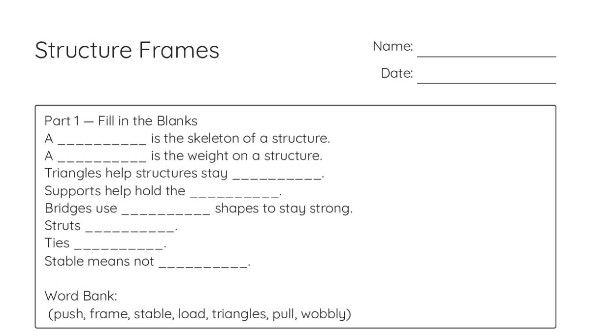 Structure Frames - My Worksheet Maker: Create Your Own Worksheets