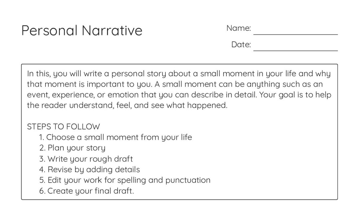 Personal Narrative - My Worksheet Maker: Create Your Own Worksheets