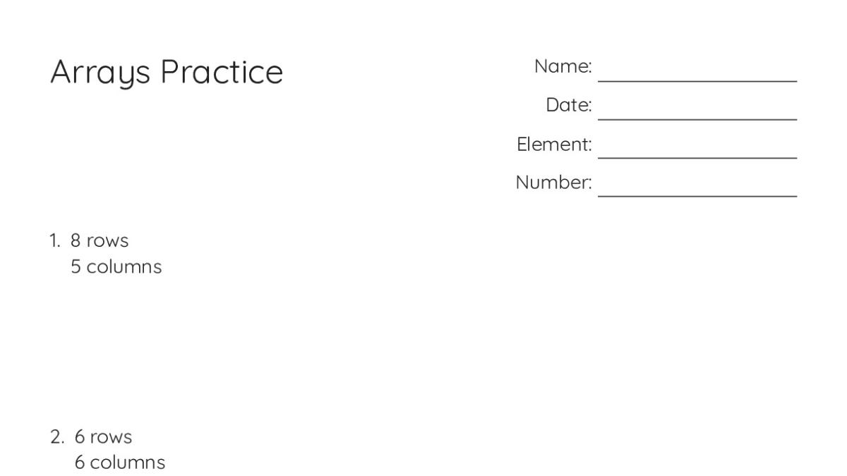 Arrays Practice - My Worksheet Maker: Create Your Own Worksheets
