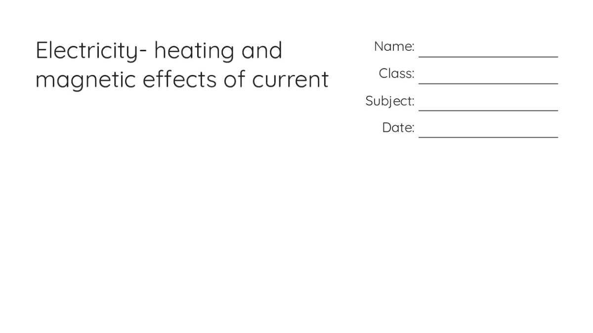 Electricity- heating and magnetic effects of current - My Worksheet ...