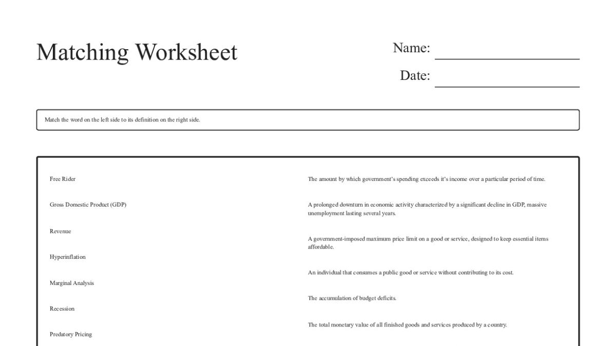 Matching Worksheet - My Worksheet Maker: Create Your Own Worksheets